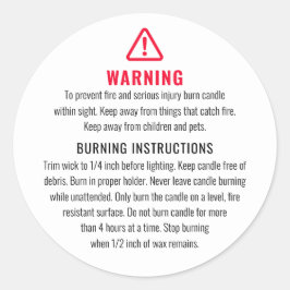 Etikett för ljus- och bränningsinstruktioner