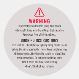 Etikett för ljus- och bränningsinstruktioner