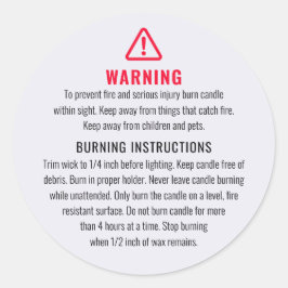 Etikett för ljus- och bränningsinstruktioner