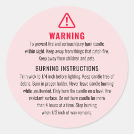 Etikett för ljus- och bränningsinstruktioner