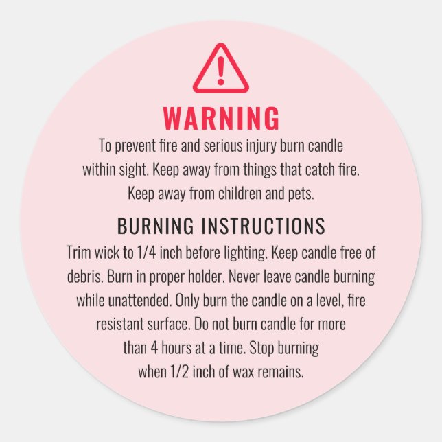 Etikett för ljus- och bränningsinstruktioner (Framsida)