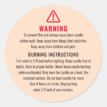 Etikett för ljus- och bränningsinstruktioner