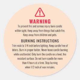 Etikett för ljus- och bränningsinstruktioner