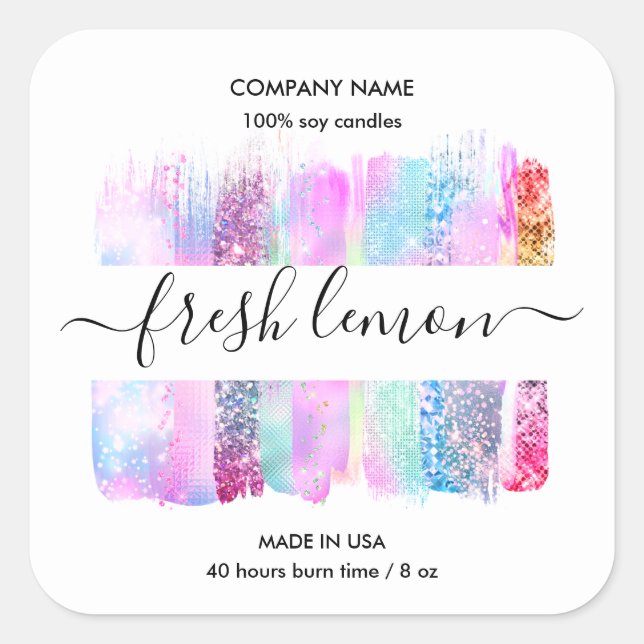 Etikett för ljusetikett, holografisk etikett burk (Framsida)