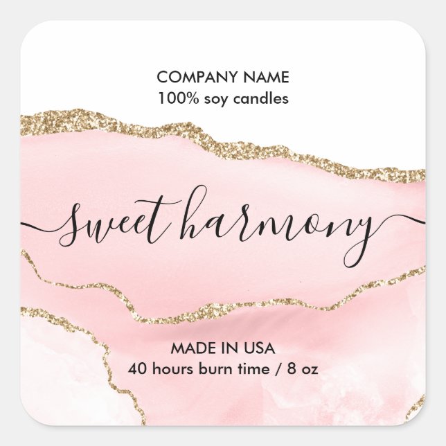 Etikett för ljusetikett, rosa burk, föragad etiket (Framsida)