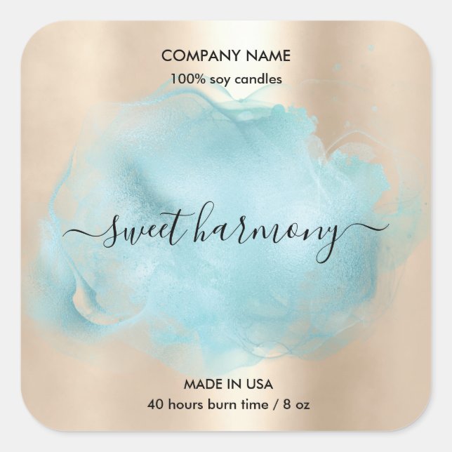 Etikett för ljusmärkning etikett teal burk etikett (Framsida)