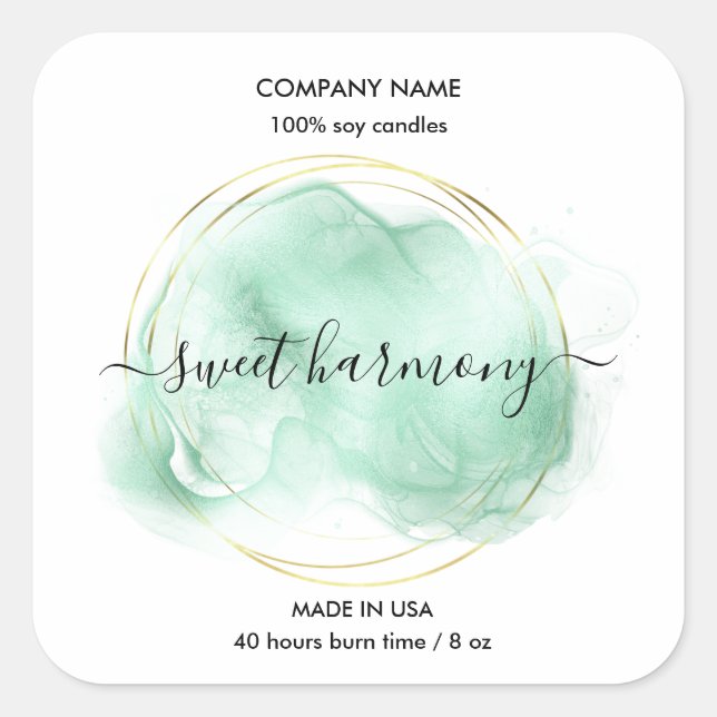 Etikett för ljusmärkning etikett teal burk etikett (Framsida)