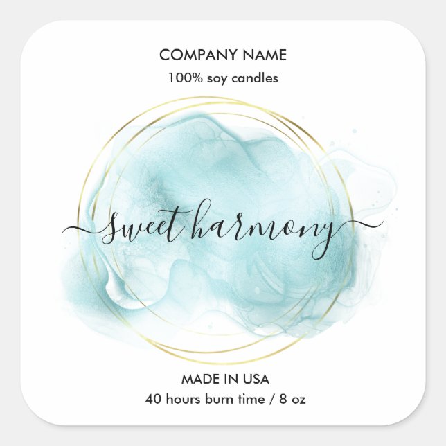 Etikett för ljusmärkning etikett teal burk etikett (Framsida)