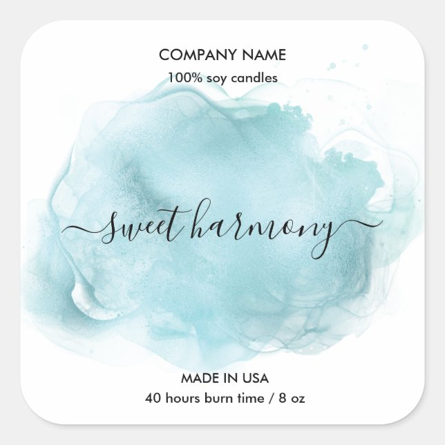 Etikett för ljusmärkning etikett teal burk etikett (Framsida)