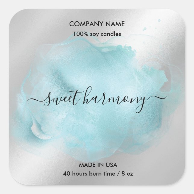 Etikett för ljusmärkning etikett teal burk etikett (Framsida)