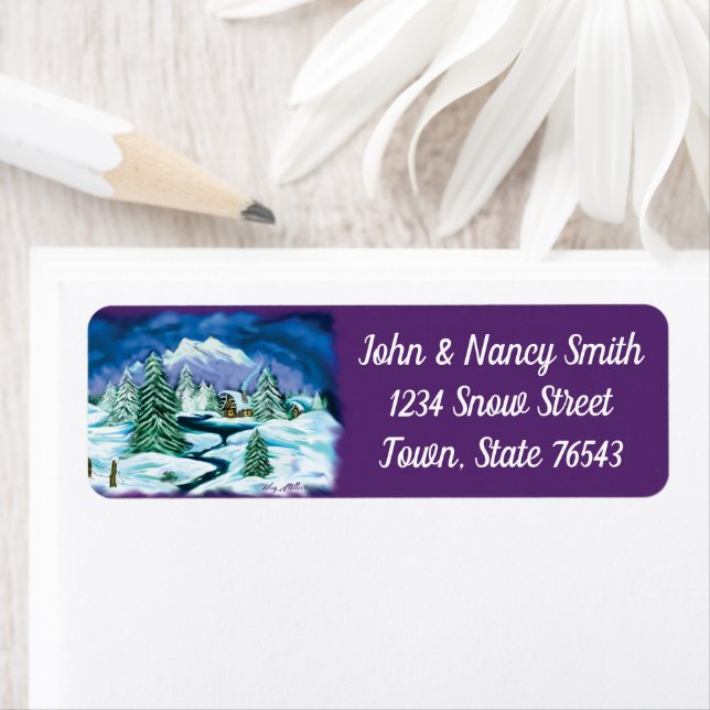 Etikett för loggkabin returadress etikett (Insitu)