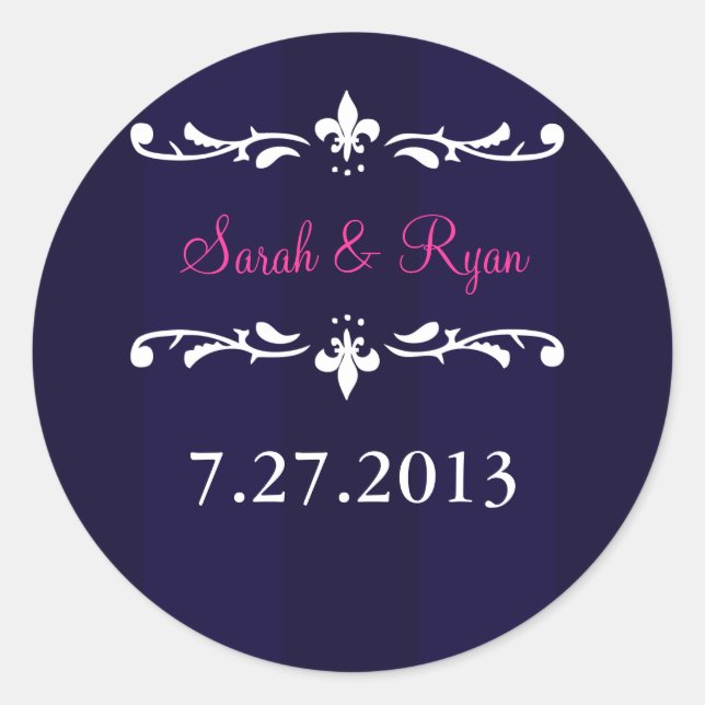 Etikett för marin blå fleur de lis-kuvert (Framsida)