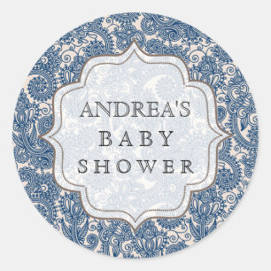 Etikett för Märkrn Navy Blue Baby Shower Dessert B