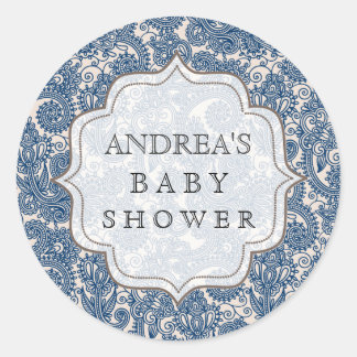 Etikett för Märkrn Navy Blue Baby Shower Dessert B