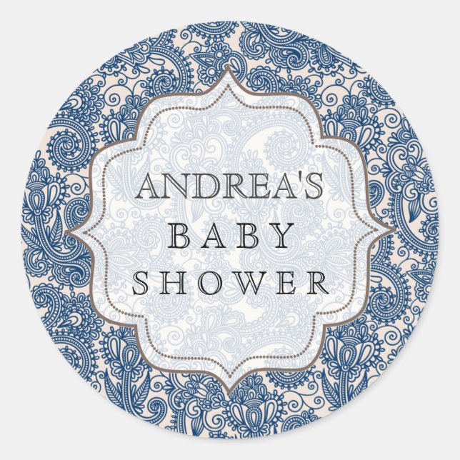 Etikett för Märkrn Navy Blue Baby Shower Dessert B (Framsida)