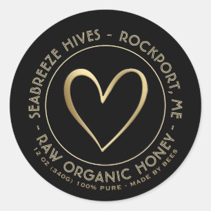 Etikett för metallisk Guld Heart Organic Honung Bu