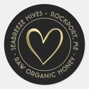 Etikett för metallisk Guld Heart Organic Honung Bu