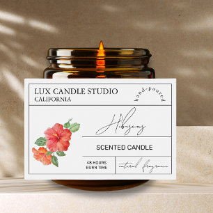 Etikett för minimal Elegant Hibiscus Candle Burk
