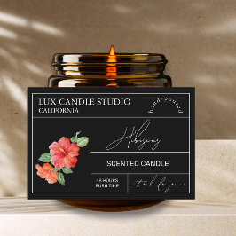 Etikett för minimal Elegant Hibiscus Candle Burk