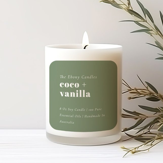 Etikett för minimal Rustic Grönt Candle för enkel  (Skapare uppladdad)