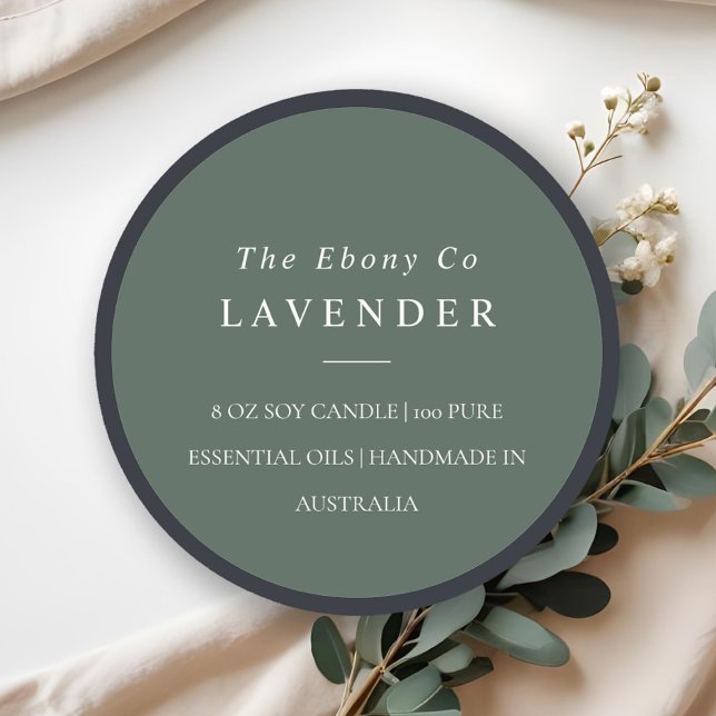 Etikett för minimal Rustic Grönt Candle för enkel  (Skapare uppladdad)