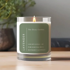 Etikett för minimal Rustic Grönt Candle för enkel