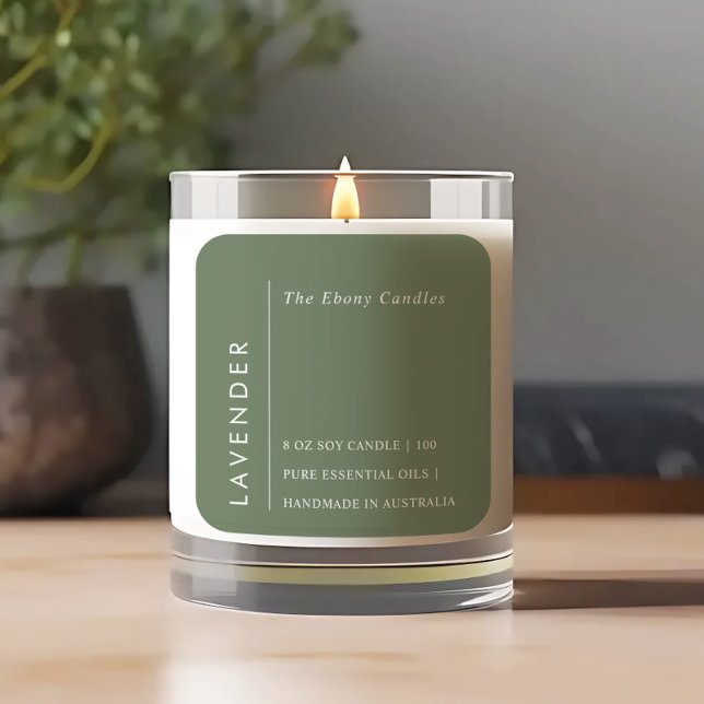 Etikett för minimal Rustic Grönt Candle för enkel  (Skapare uppladdad)