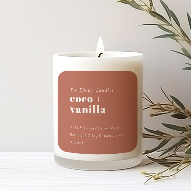 Etikett för minimal Rustic Rust Candle-Elegant (Skapare uppladdad)