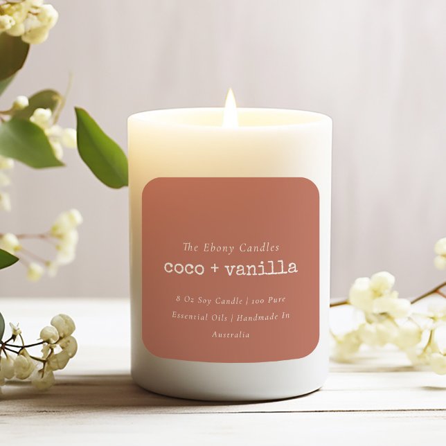 Etikett för minimal Rustic Rust Candle-Elegant (Skapare uppladdad)