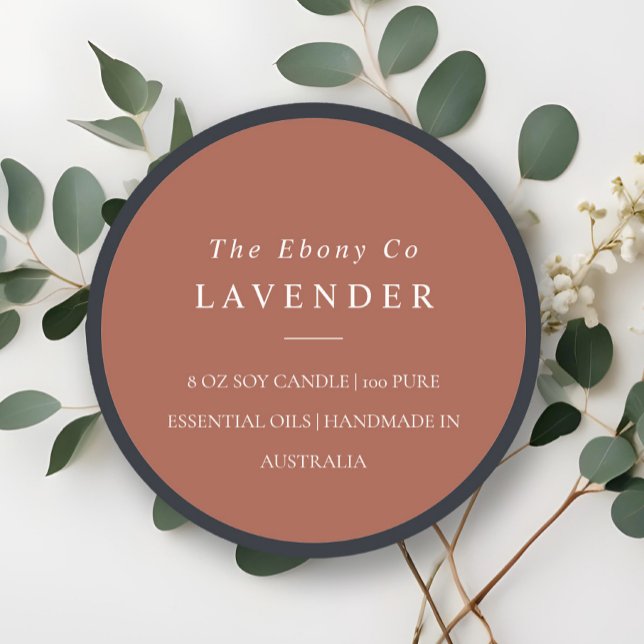 Etikett för minimal Rustic Rust Candle-Elegant (Skapare uppladdad)