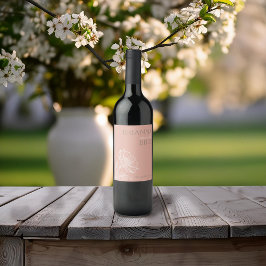 Etikett för minimalistisk Rosa Blommigt Vin