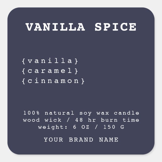 Etikett för minimalistiskt blått ljus i marinen (Framsida)