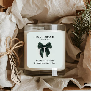 Etikett för minimalistiskt Grönt Bow Candle Eleg