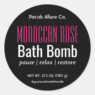 Etikett för minimalt Modern Black Rosa Bath Bomb R