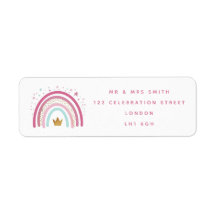 Etikett för modern Rainbow-tematisk returadress