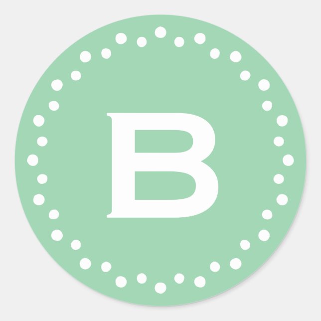 Etikett för monogram modern cirkelcirkel/Mint (Framsida)
