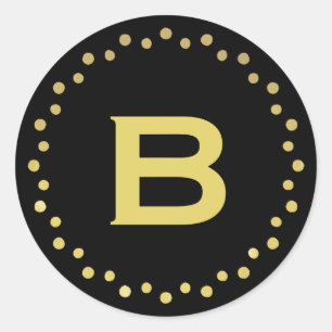 Etikett för monogramcirkelpunkter / Svart & Guld