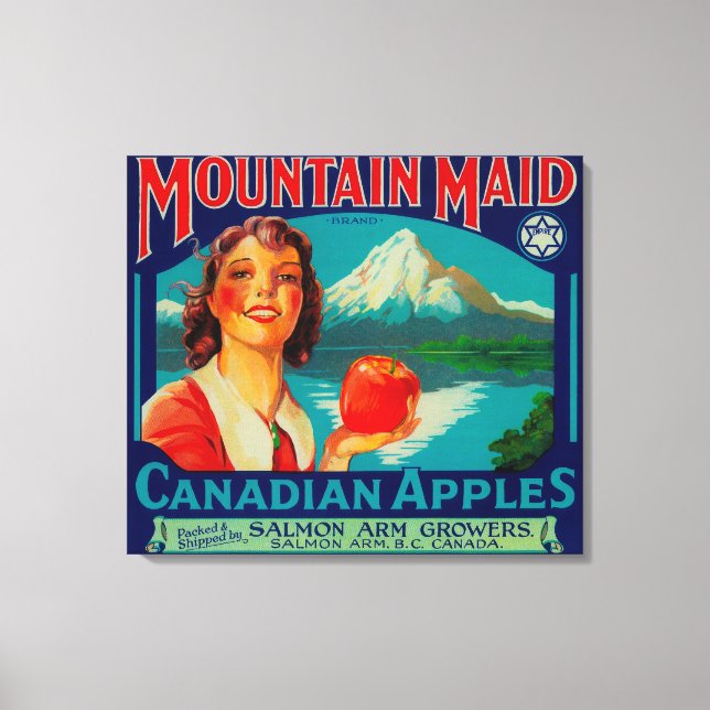 Etikett för Mountain Maid AppleKanada Canvastryck (Framsida)