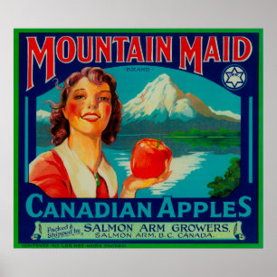 Etikett för Mountain Maid AppleKanada Poster