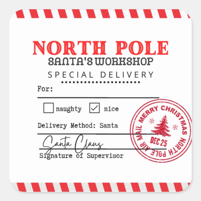 Etikett för North Pole Santa's Workshop Shipping L (Framsida)