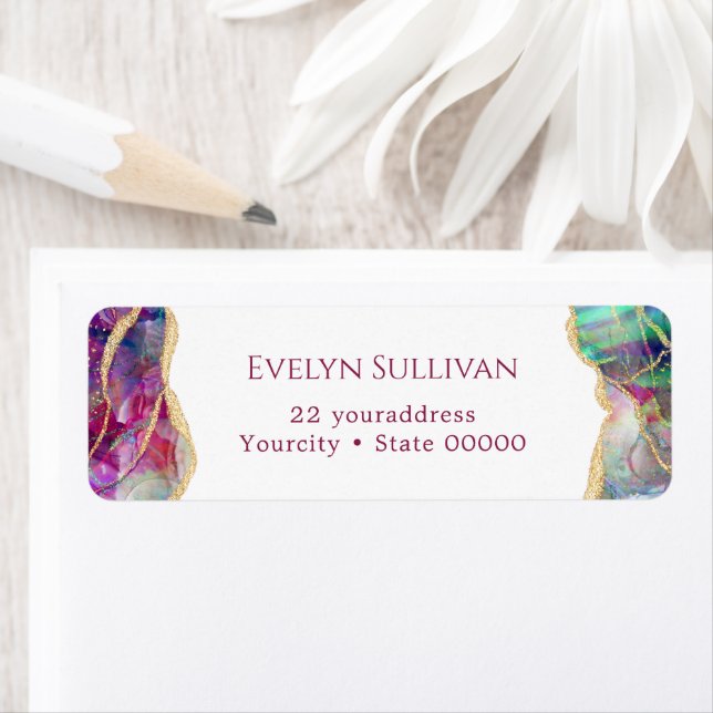 Etikett för opal returadress för Fuchsia aquamarin (Insitu)