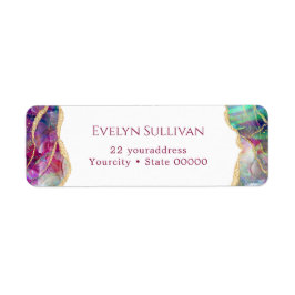 Etikett för opal returadress för Fuchsia aquamarin Returadress Etikett
