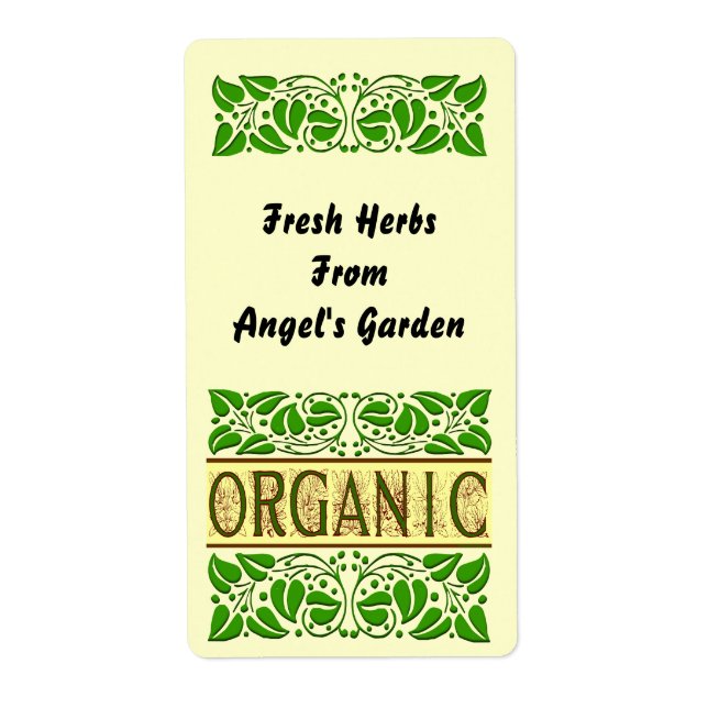 Etikett för Organic Garden Anpassningsbar Herb Fraktsedel (Framsidan)