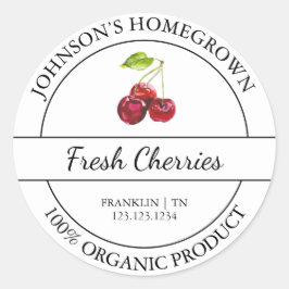 Etikett för organisk körsbär, hemodlad Garden Fres