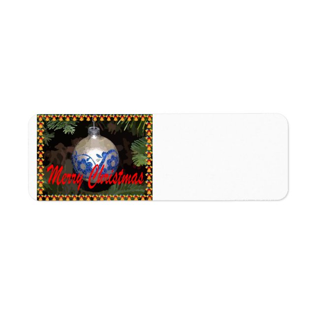 Etikett för Ornament God jul Returadress Etikett (Framsidan)