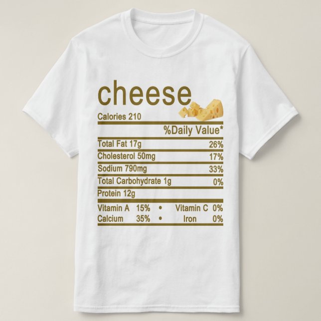 Etikett för ost Nutrition Facts T Shirt (Design framsida)