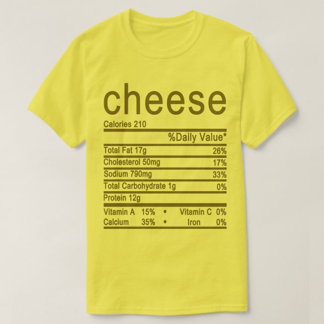 Etikett för ost Nutrition Facts T Shirt (Design framsida)