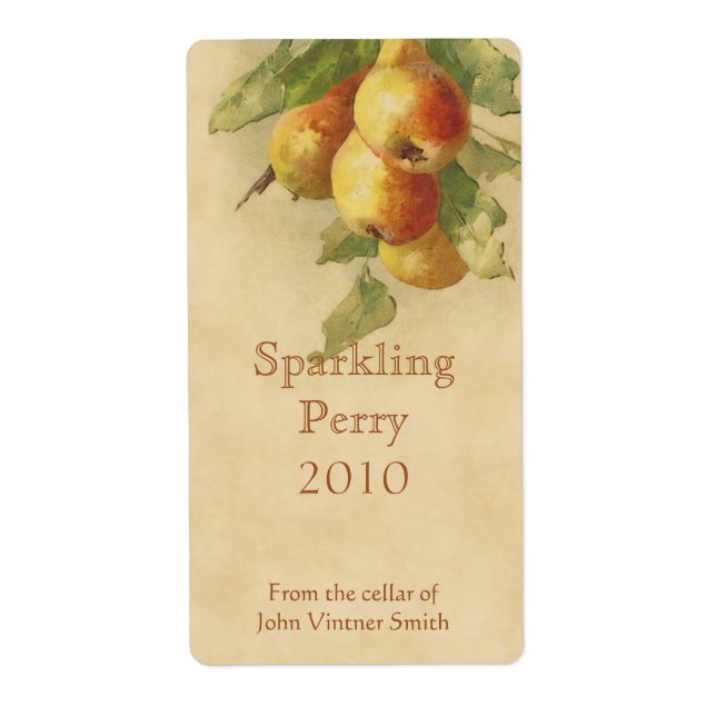 Etikett för päronpärr flaska fraktsedel (Framsidan)