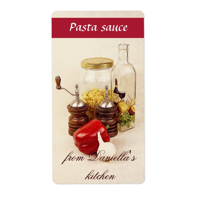 Etikett för pasta, salt, peppar och pastasås fraktsedel (Framsidan)