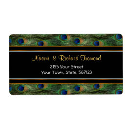Etikett för peacock Feather och Black Address Fraktsedel